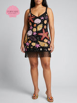 Curve Tasseled Starfish Black Mini Dress
