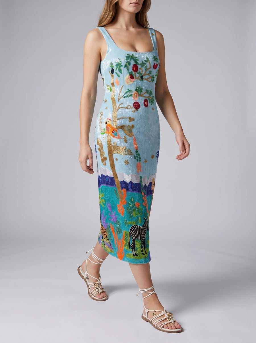 Safari Lagoon Beaded Maxi Dress