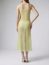 Shimmer Falls Sheer Green Midi Dress