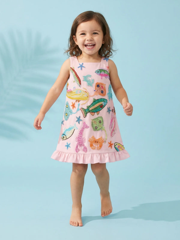 Arizona Small Ruffle Kids Dress Multi Colour