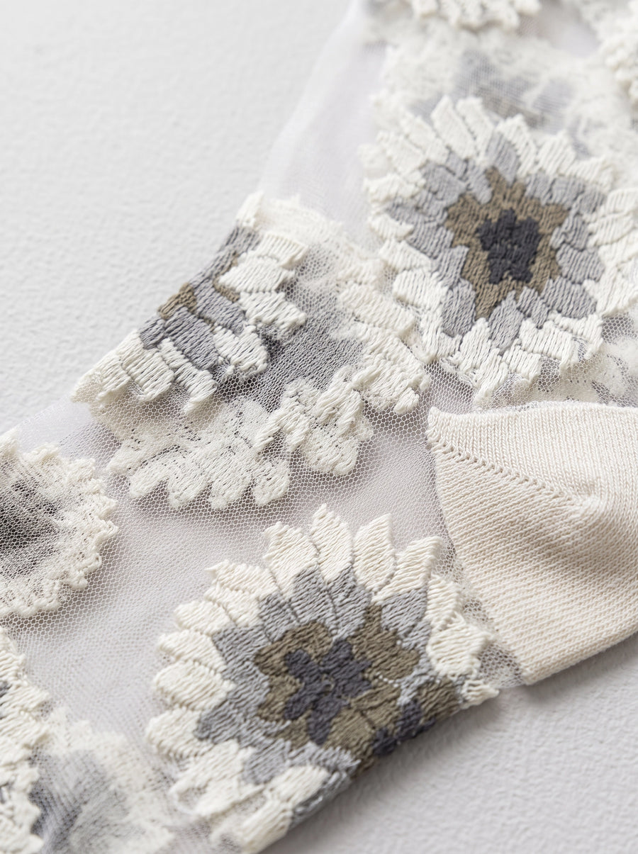 Pale Green Petal Veil Socks
