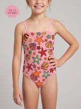 Under the Sea Kids Fuschia Thin Strap Swimsuit