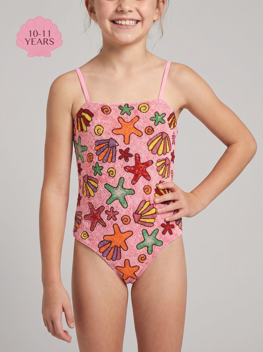 Under the Sea Kids Fuschia Thin Strap Swimsuit