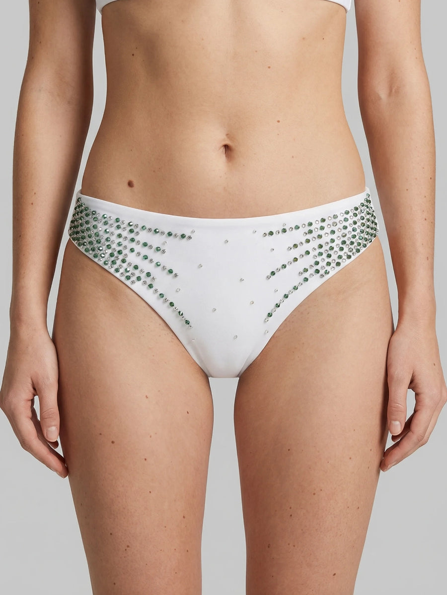 Ophelia Hand Embroidered Bikini Bottom White