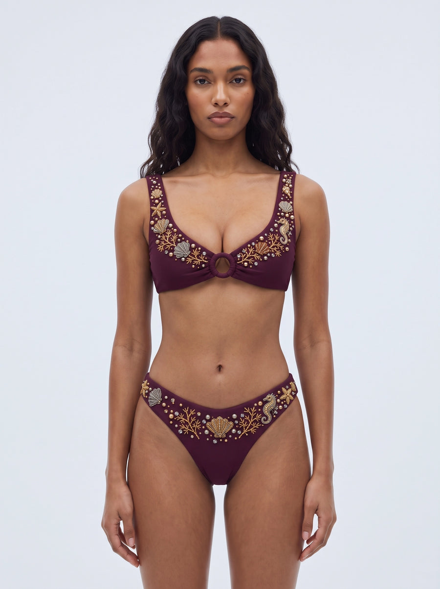 Coral Bikini Burgundy With Ring