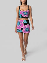 Royal Hibiscus Black Co-ord Top