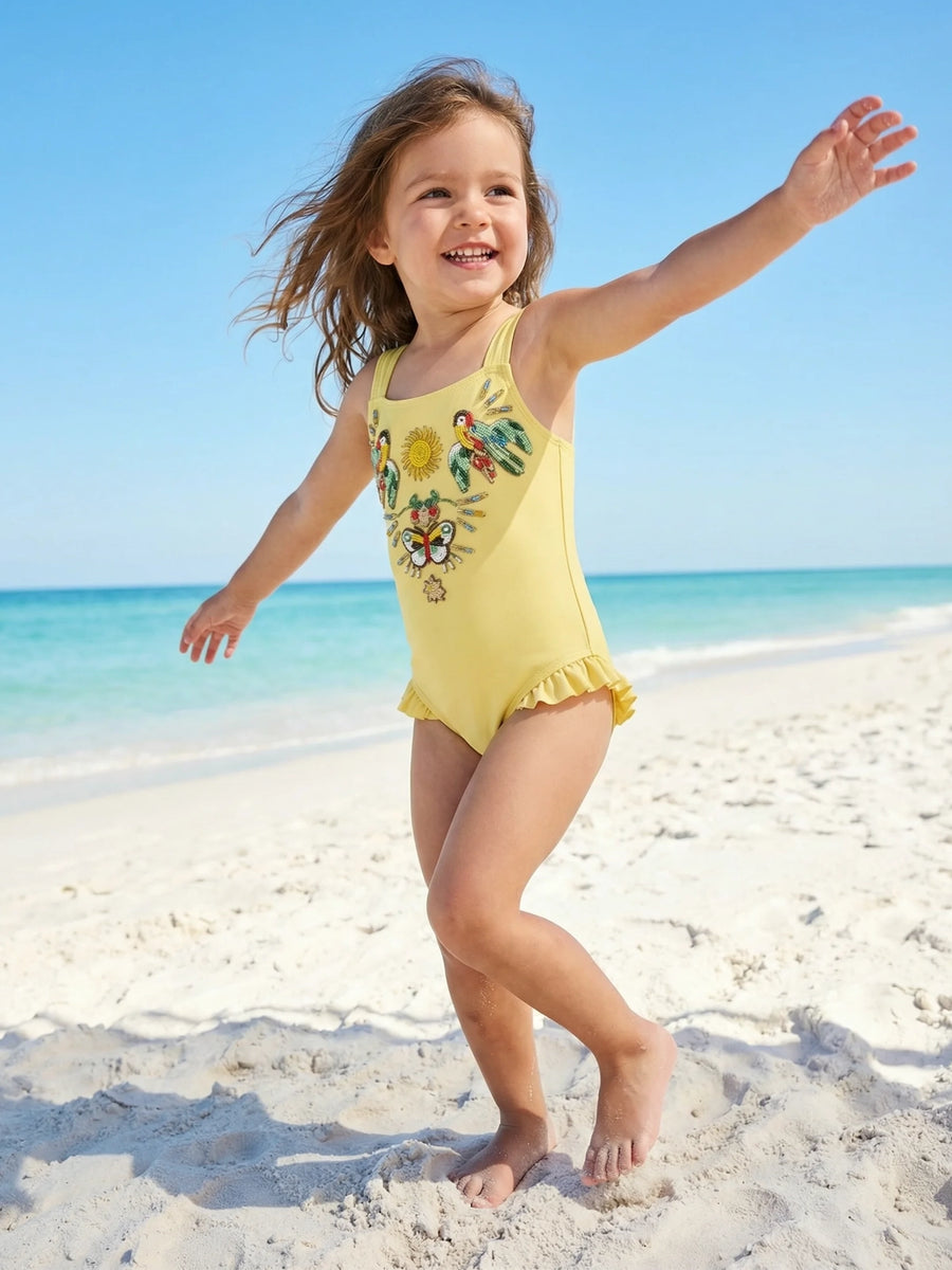 Sunshine Paradise Yellow Kids Swimsuit