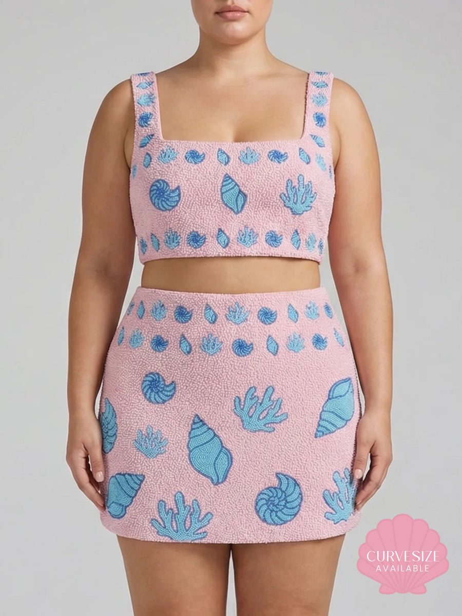 Ocean Bloom Co-ord Skirt Pink