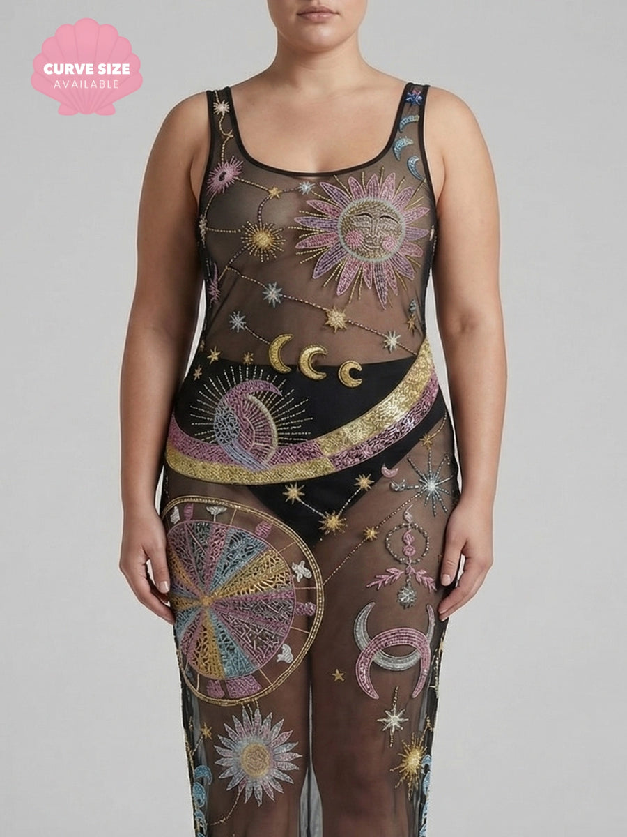 Starlit Cosmos Sheer Maxi Dress