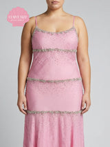 Rose Crystal Beaded Midi Dress
