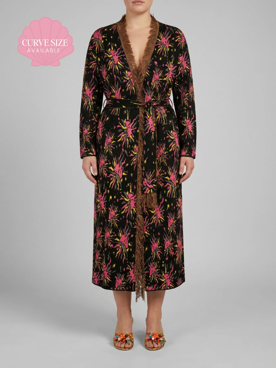 Midnight Bloom Fringe Robe