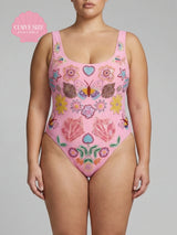 Mirrored Sea One Piece Swimsuit Pink