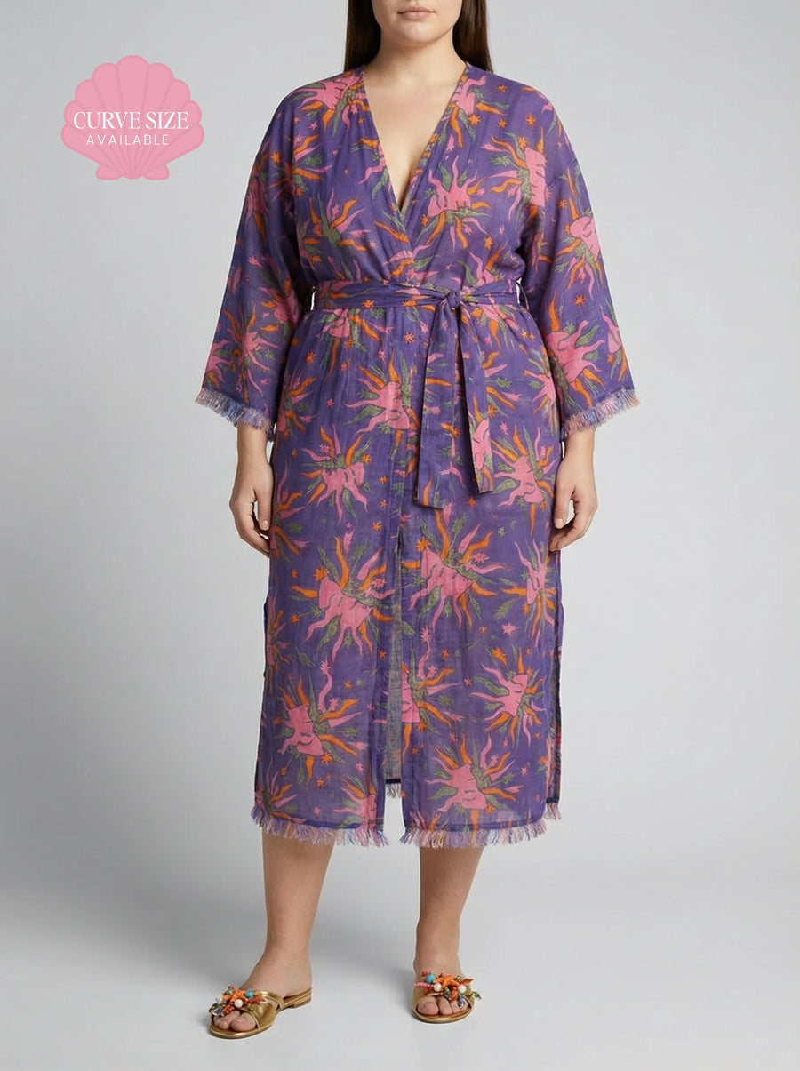 Kimono Blue Face Flower