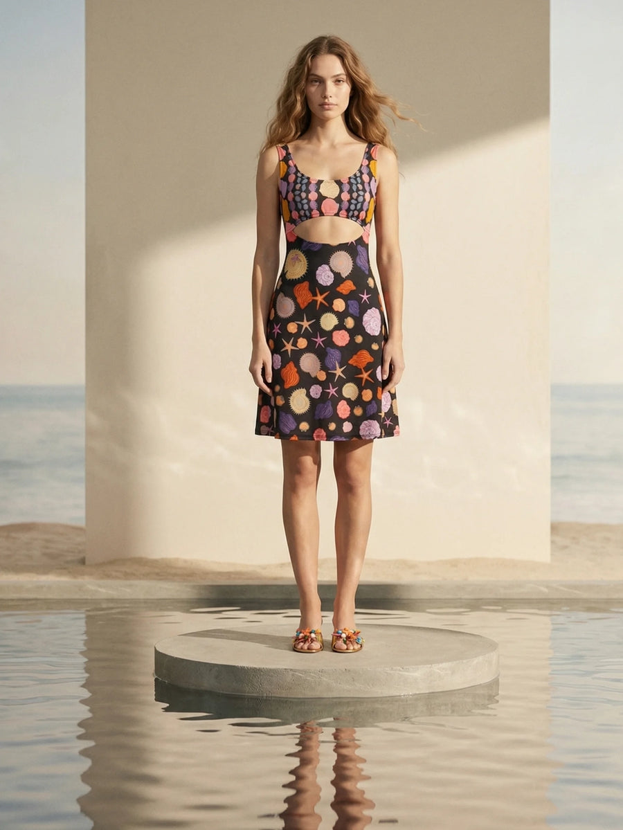 Midnight Reef Cut-Out Mini Dress