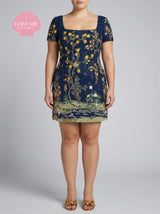 Curve Navy Enchanted Garden Mini Dress