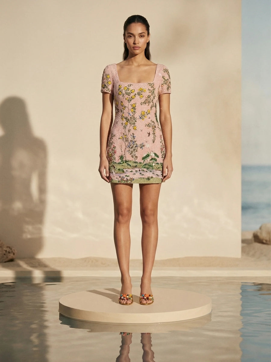 Pink Enchanted Garden Mini Dress