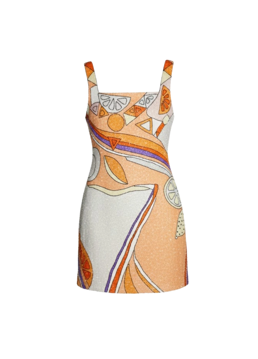 Palm Beach Hand-Beaded Mini Dress in Orange