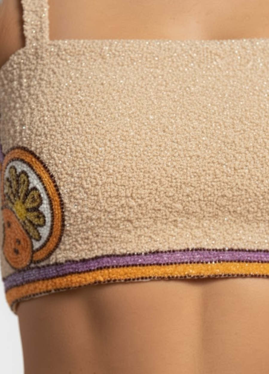 Melodie Co-ord Hand Embroidered Crystal Skirt Peach