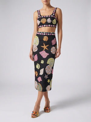 New York Hand-Embroidered Skirt Multi Colour