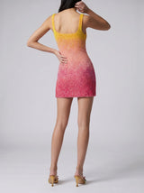 Sofia Hand Beaded Party Dress Orange Pink Ombre