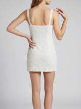 Adeline Coral Hand Beaded Mini Dress White