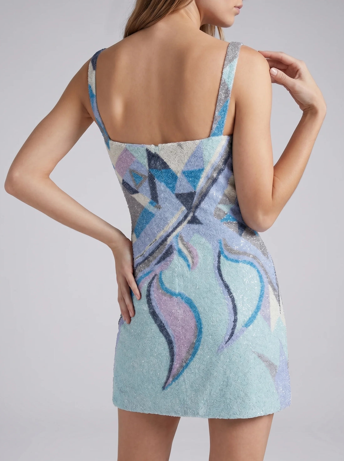 Sofia Hand Beaded Blue Party Dress in Stock