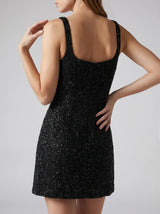 Sofia Hand Beaded Party Dress Black