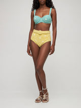 Heidi Shell Hand-Beaded Blue Bikini Top