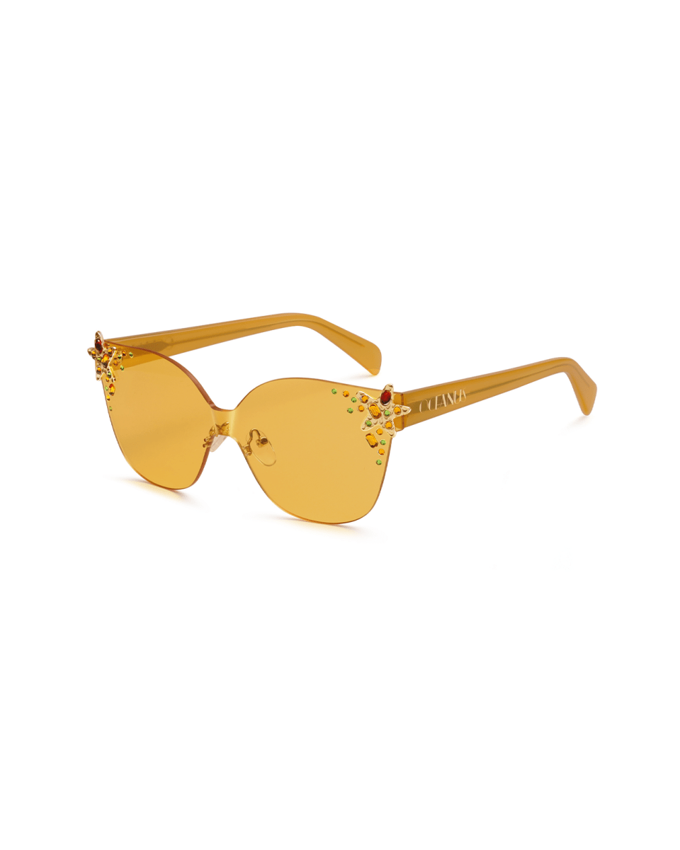 Oceanus x SOJOS Glowheart Sunglasses Yellow
