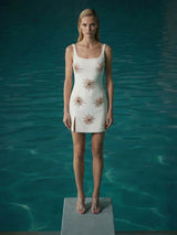 Callie Luxury Embellished Party Dress in White