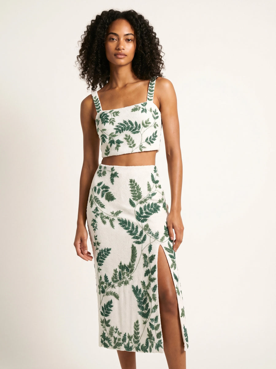 Green Leaf Co-ord Long Dress