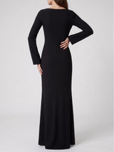 Crescent Shell Bell Sleeve Dress in Black