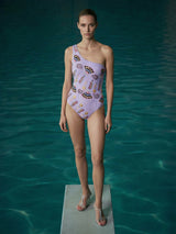 Oceanus x Zandra Rhodes Nebula One Shoulder Swimsuit Purple