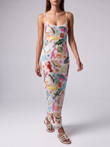Arizona White Long Dress Maxi Thin strap Sheer
