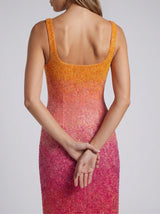 Sofia Hand Beaded Party Dress Orange Pink Ombre MAXI DRESS