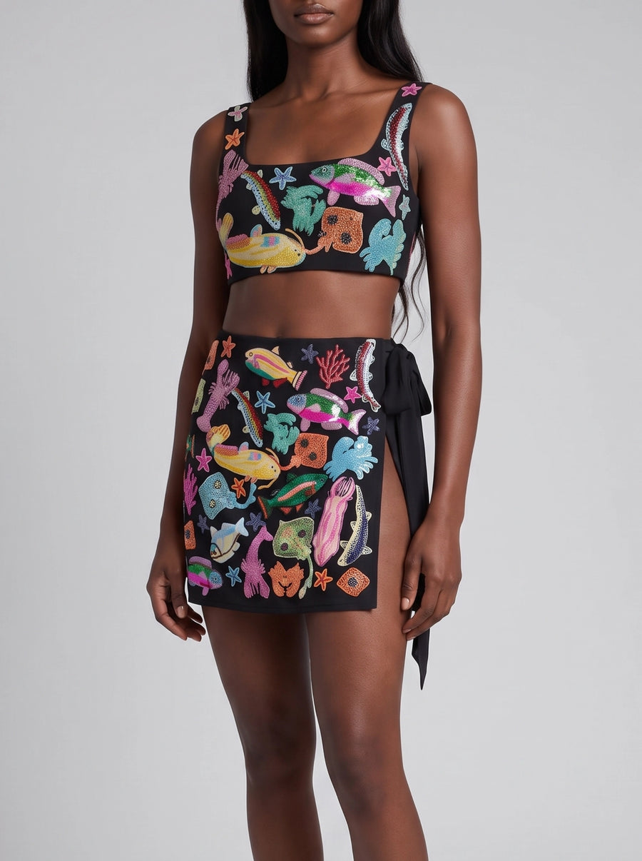 Arizona Embroidered Mini Skirt Black