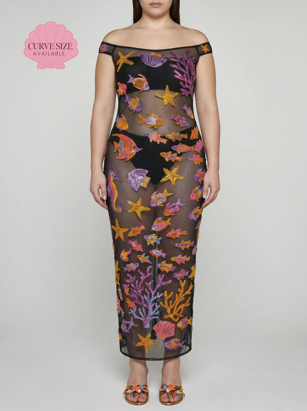 Curve Coraline Black Sheer Maxi Dress