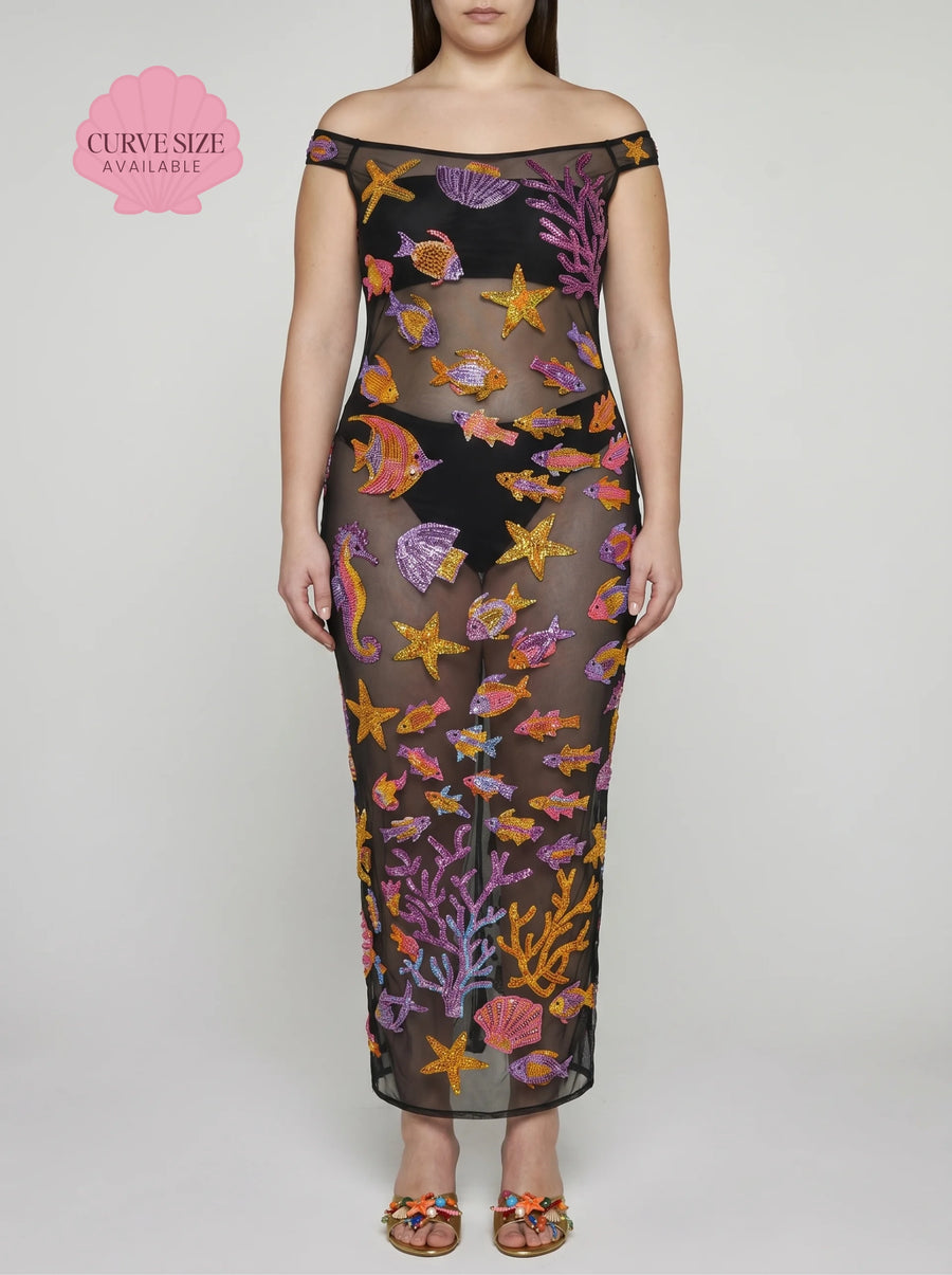 Curve Coraline Black Sheer Maxi Dress