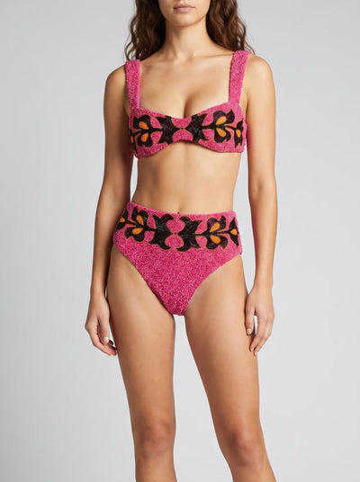 Oceanus x Barbara Hulanicki Aria Pink Hand-Beaded Bikini Bottom