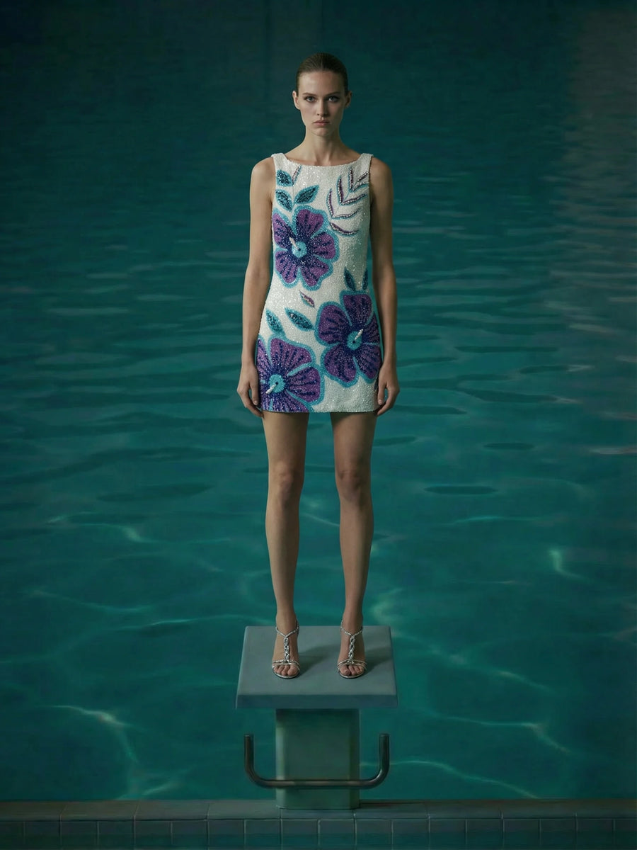 Royal Hibiscus Dress White