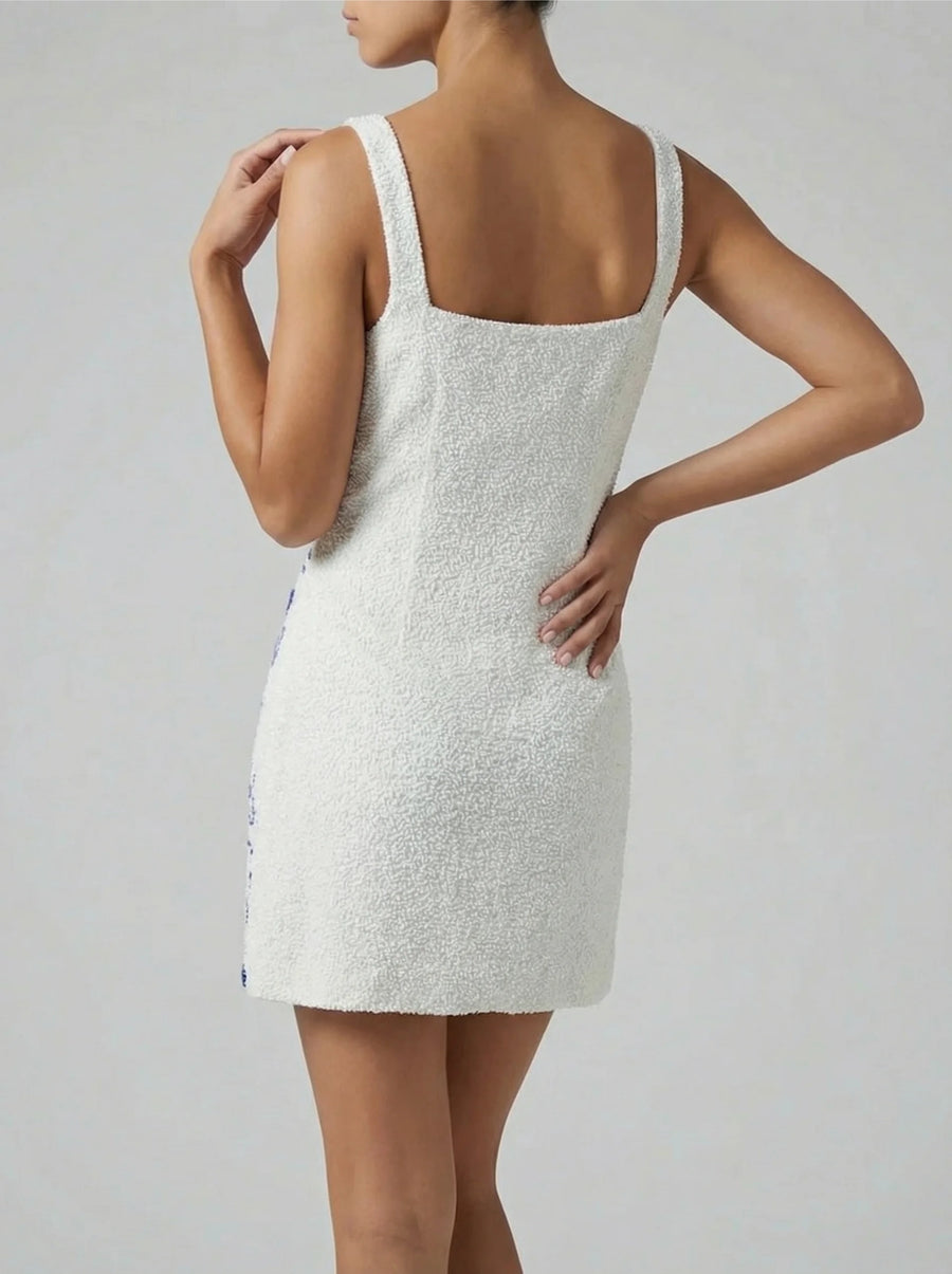 Shop Arizona Beaded Mini Dress White - Oceanus Shop Arizona Beaded Mini Dress White - Oceanus
