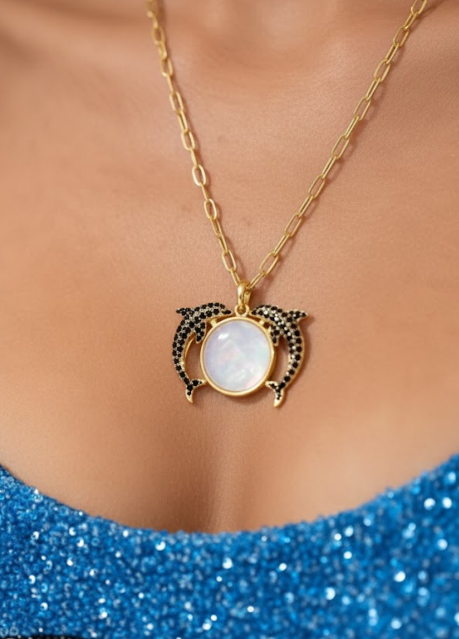Dolphin Moon Chain Necklace