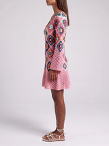 Spring Pink Crochet Dress