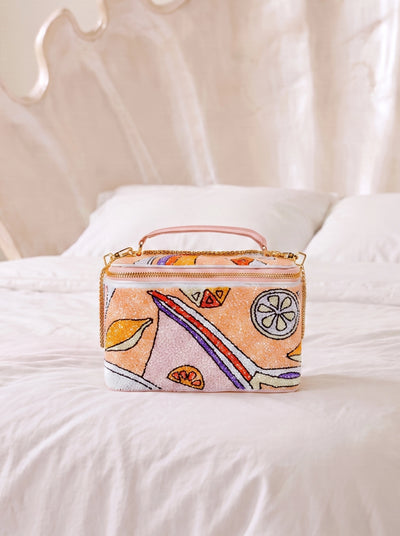 Palm Beach Orange Hand-Embroidered Vanity Bag