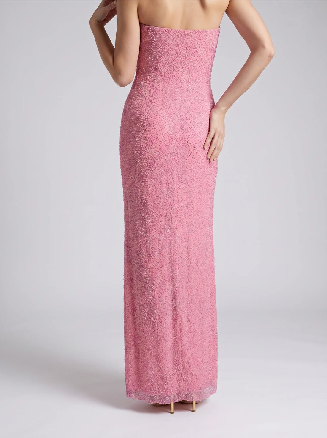 Aya Fully Beaded Pink Maxi Dress