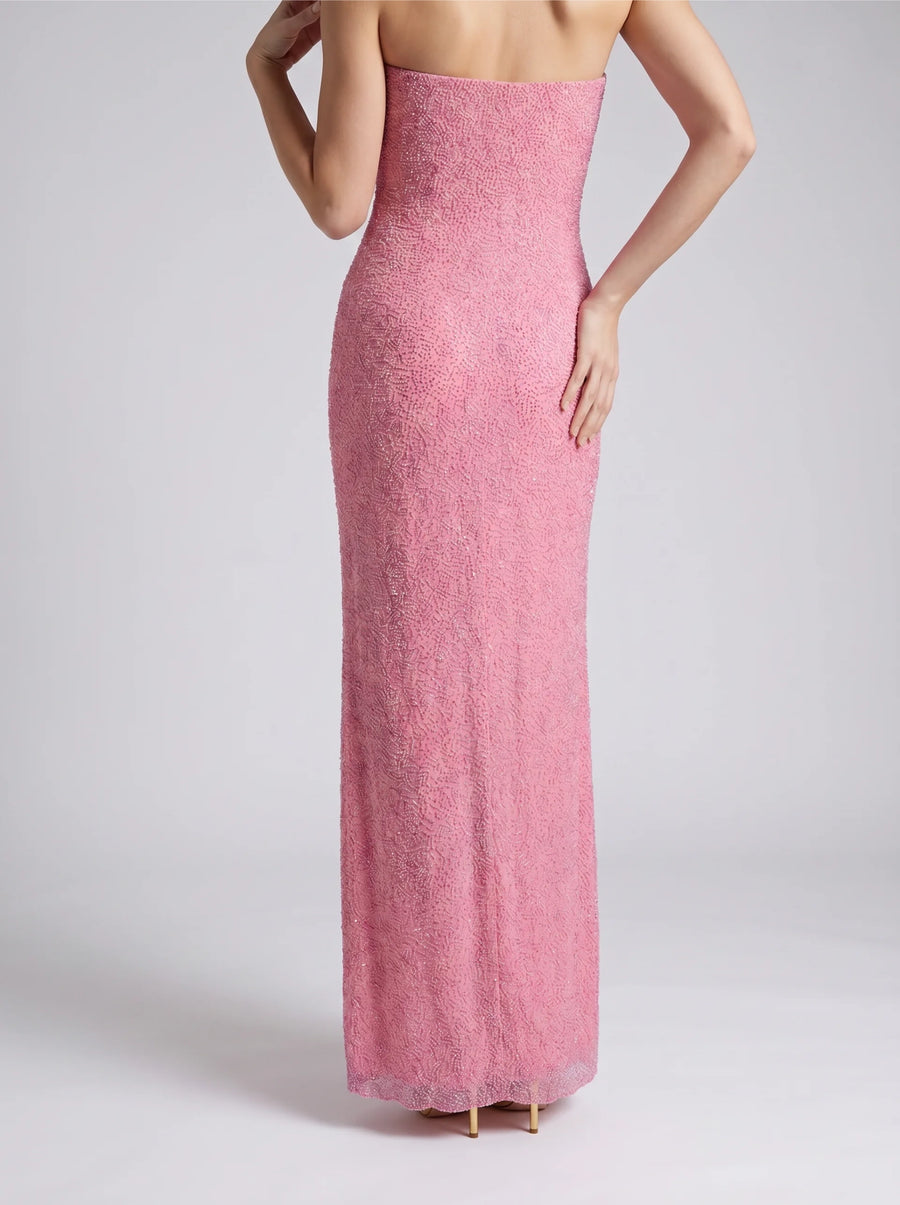 Aya Fully Beaded Pink Maxi Dress