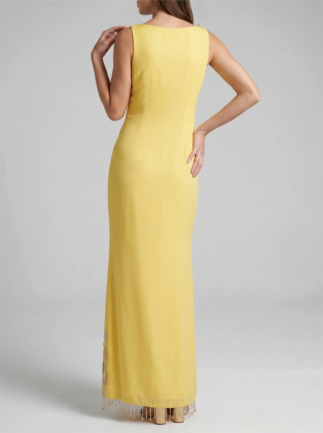 Tropical Flower Yellow Maxi Dress