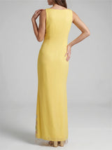 Tropical Flower Yellow Maxi Dress