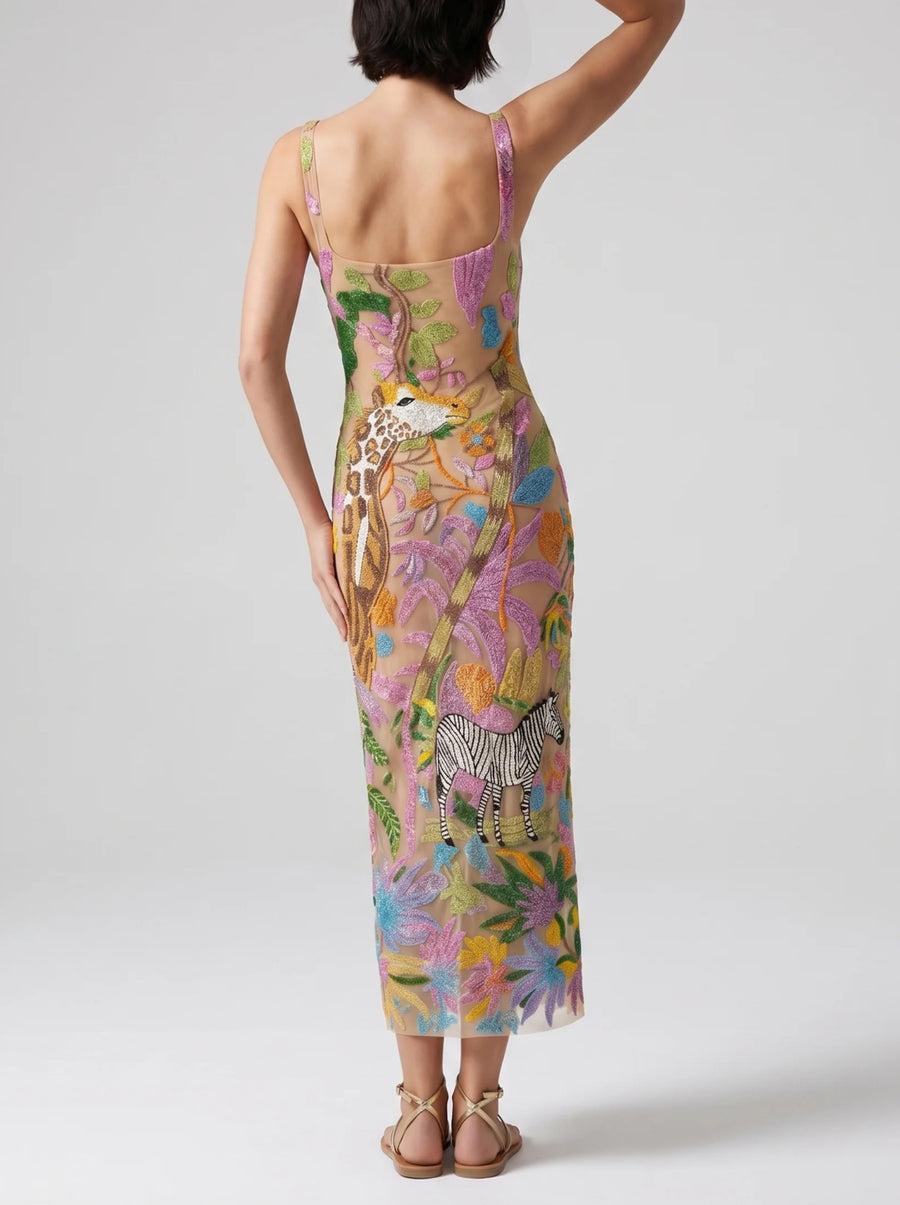 Safari Garden Beaded Maxi Dress
