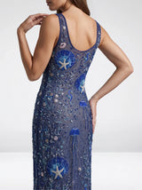 Curve Coralie Sheer Maxi Dress in Navy